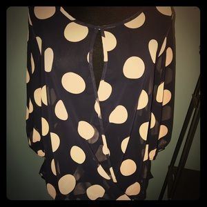 Host pick!!!! Blue and tan polka dot blouse